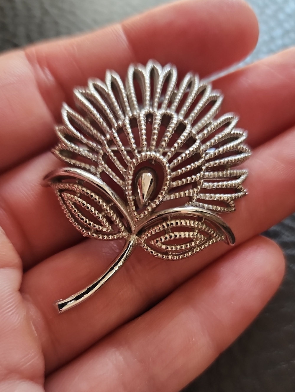 VTG Trifari Silver Floral Statement Brooch - Women's Jewelry